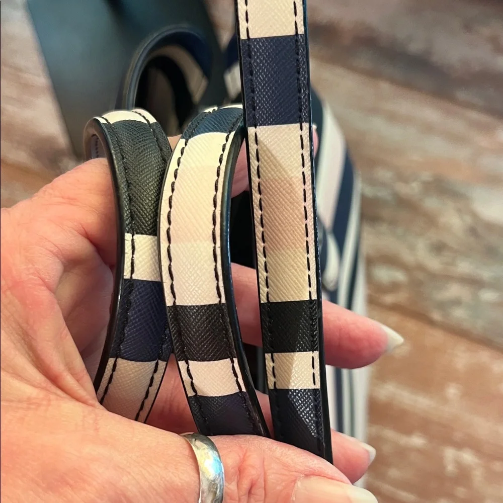 kate spade Navy, Black, White & Light Pink Striped Satchel - Picture 4 of 11
